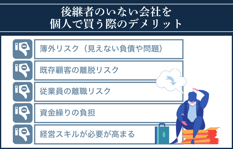 後継者のいない会社を個人で買う際のデメリット